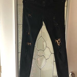 Judy Blues black skinny’s with leopard accents